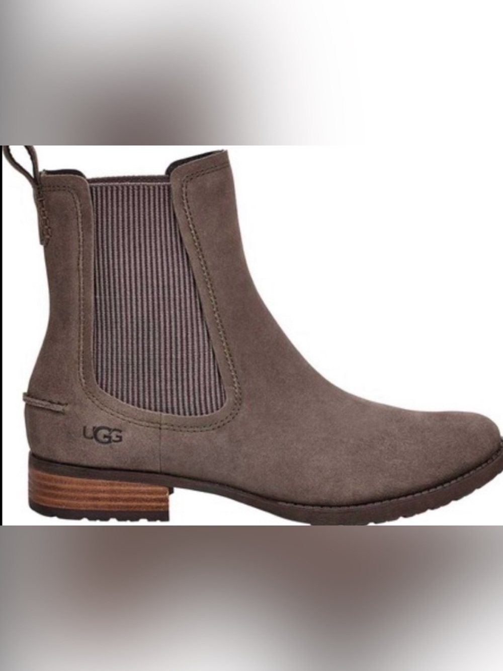 UGG Hillhurst II 1103728 Gray Suede Waterproof Chelsea Boots Grip Sole 8 NWOB